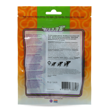 Braaaf Rund Steak Slice met vis 85 gr